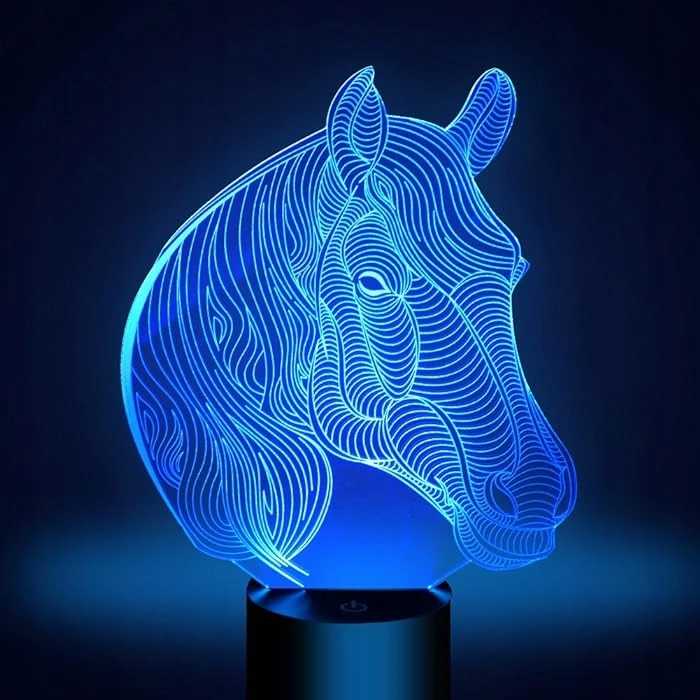 Moxomi Naktinė lempa 3D LED USB KOŃ KONIK GŁOWA LAMPA 16 KOLORÓW PREMIUM Pultas