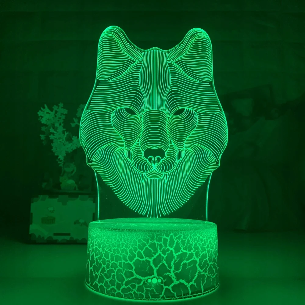 Moxomi Naktinė lempa 3D LED USB WILK WOLF LAMPA 16 KOLORÓW PREMIUM Pultas
