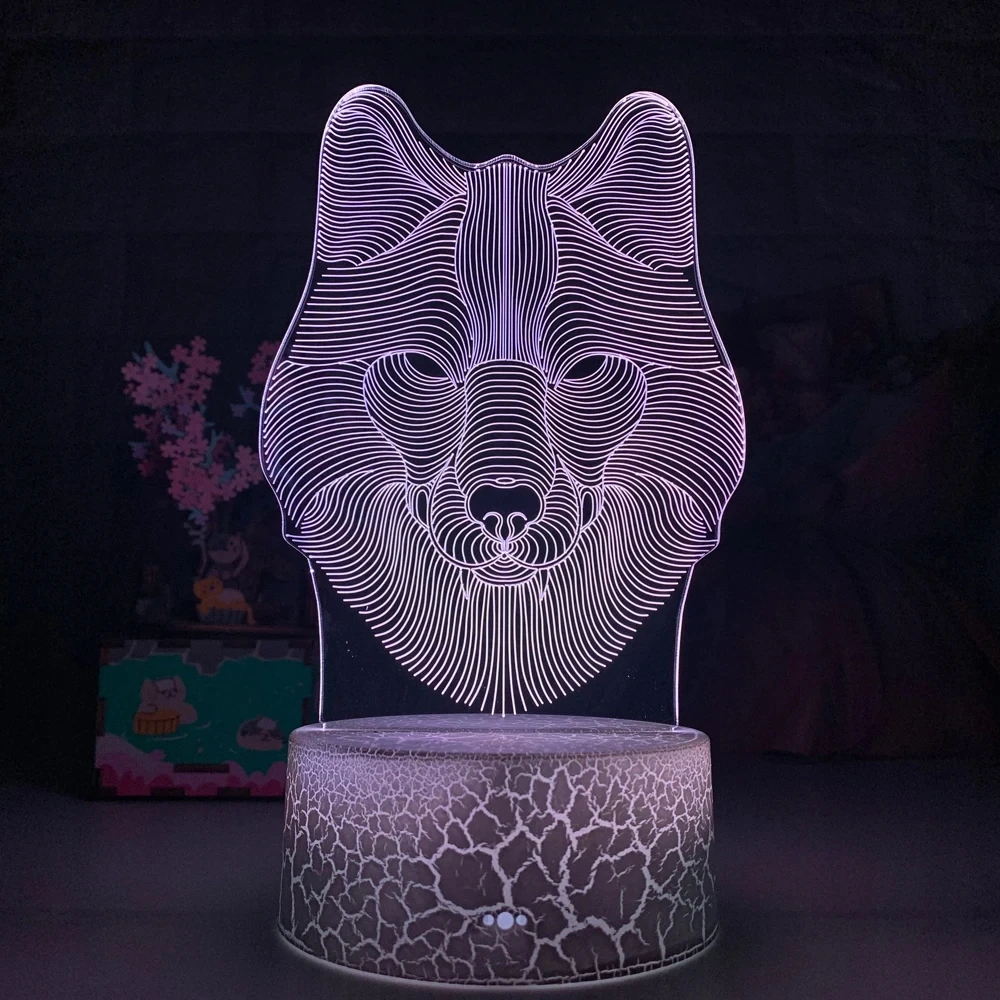 Moxomi Naktinė lempa 3D LED USB WILK WOLF LAMPA 16 KOLORÓW PREMIUM Pultas
