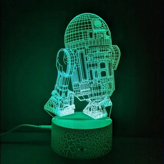Moxomi Naktinė lempa 3D LED W KSZTAŁCIE STAR WARS R2-D2 16 KOLORÓW Pultas