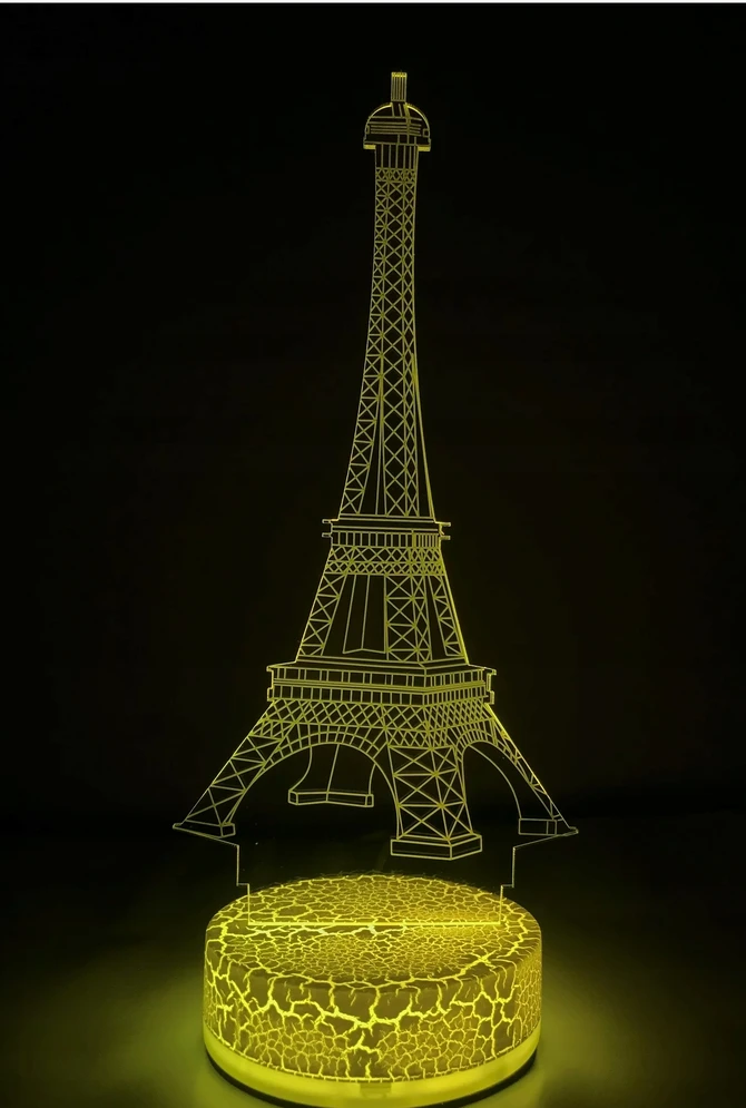 Moxomi Naktinė lempa 3D LED WIEŻA EIFFLA FRANCJA LAMPA 16 KOLORÓW ŚWIECĄCA PODSTAWA