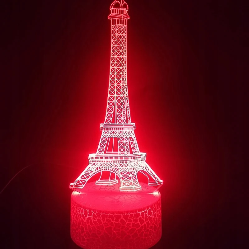 Moxomi Naktinė lempa 3D LED WIEŻA EIFFLA FRANCJA LAMPA 16 KOLORÓW ŚWIECĄCA PODSTAWA