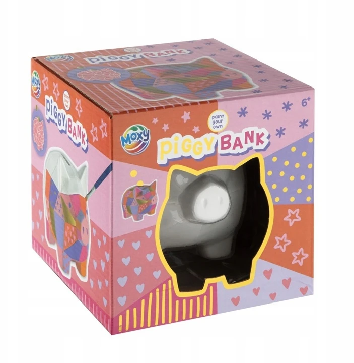 Omega Toys Moxy „PIGGY PIGGY BANK“ KERAMINIS KŪRYBINIS DAŽYMO RINKINYS, skirtas „pasidaryk pats“ vaikams