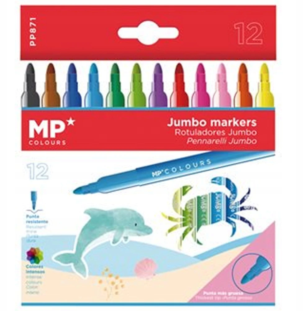 MP 12 Spalvų Flomasterių Rinkinys Vaikams