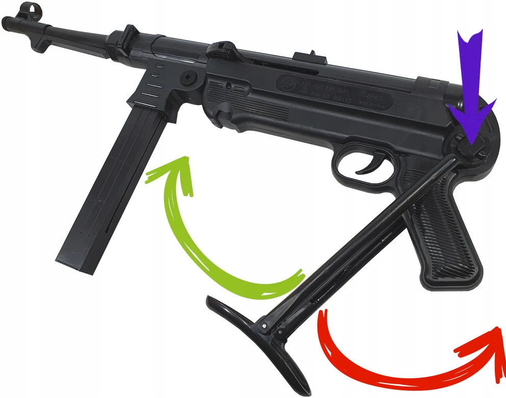 MP-40 SCHMEISSER rutulinis šautuvas Snaiperinis šautuvas ASG REPLICA