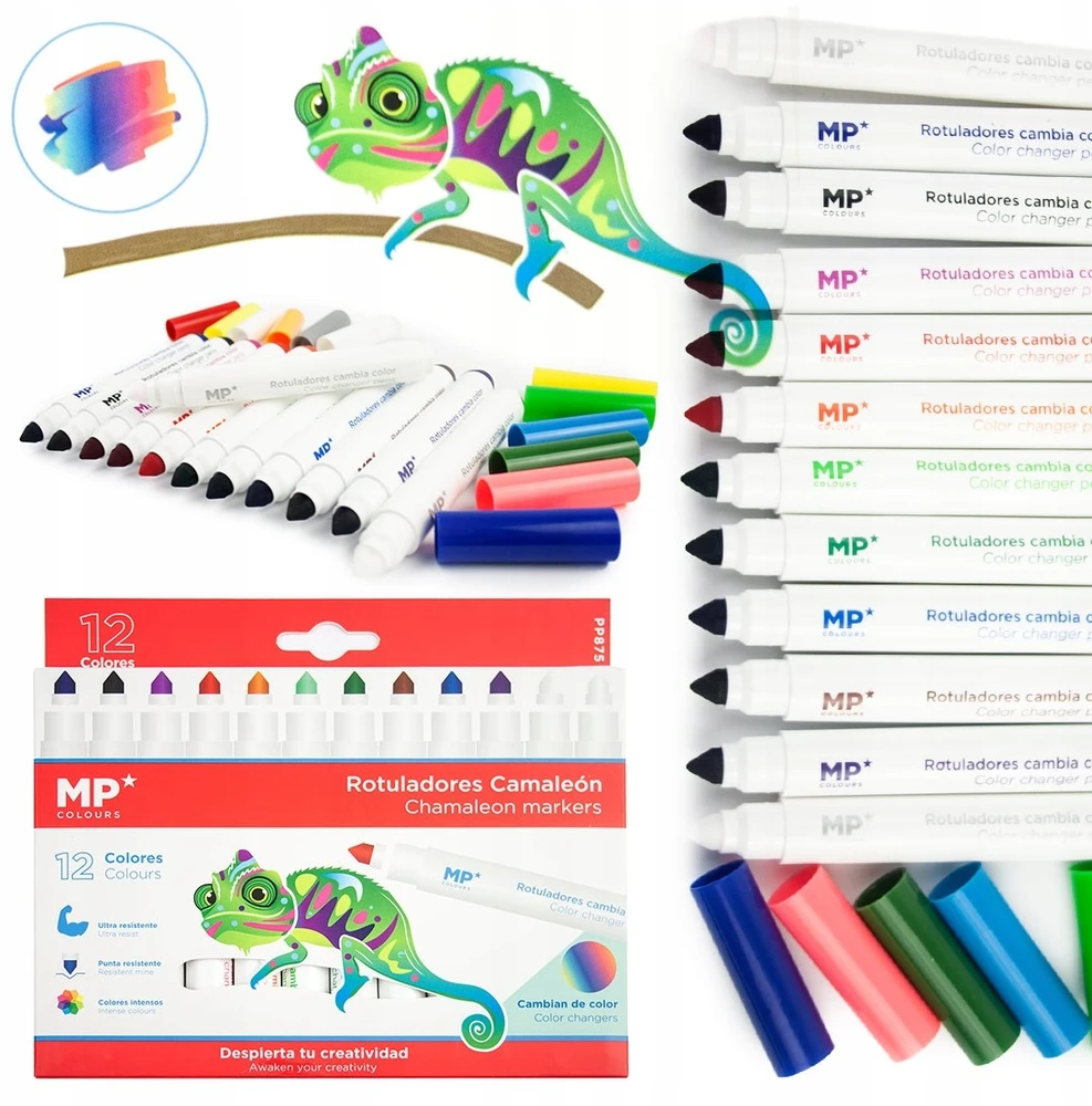 Mp Colours Flomasteriai CHAMELEON MAGIC, MP, 10 sp. + 2 spalvos keitikliai