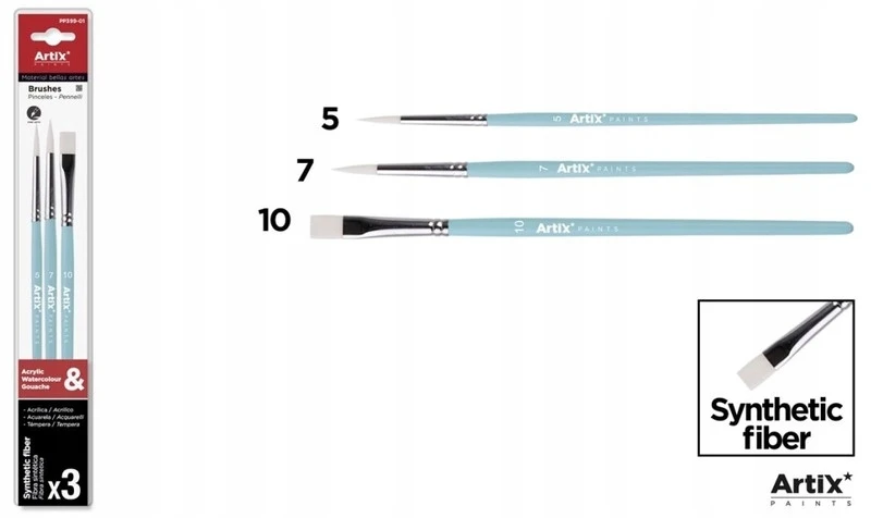 Hulu Brushes MP Pędzle syntetyczne 3 vnt. Artix