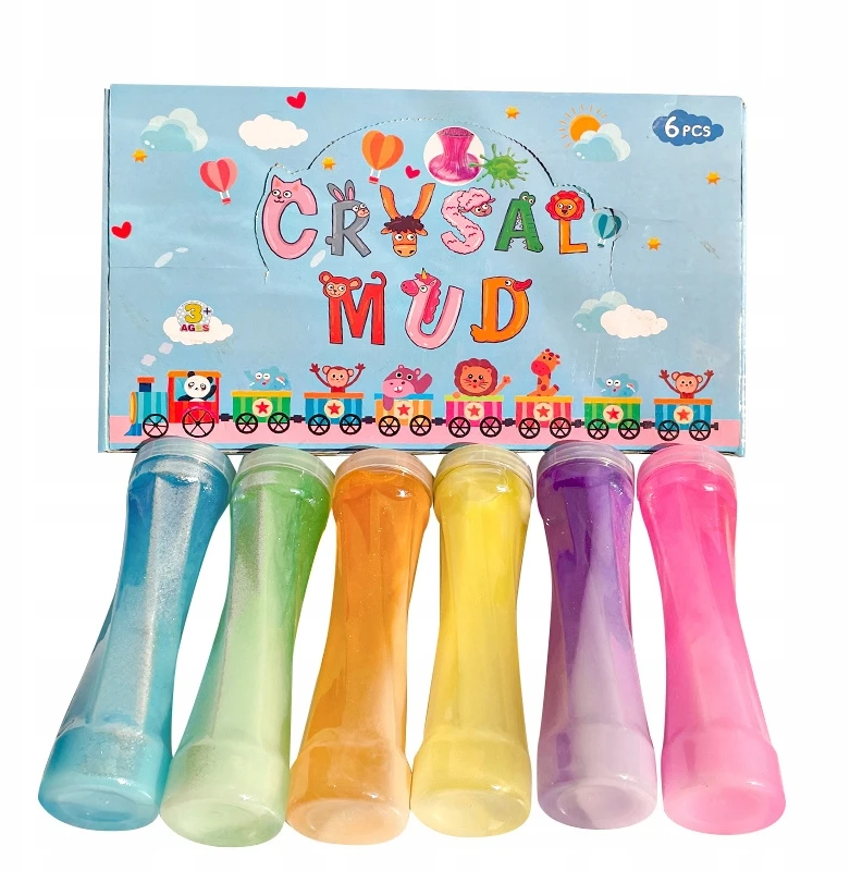 Mpmax SLIME TUBES PLASTIC PASTE GLUTY DIDELIS RINKINYS VAIKAMS, SPALVINGAS 6 Vnt.