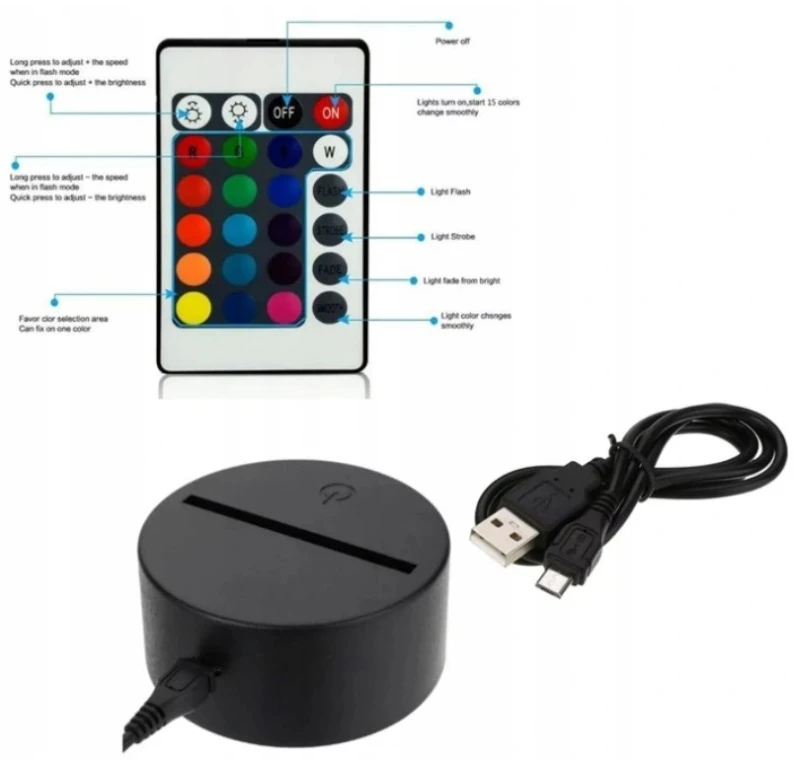 MS 3D LED NAKTINIS LEMPAS YIN YANG ŽENKLAS, BALANSO SIMBOLIS