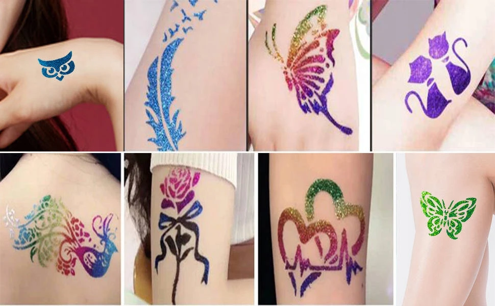 MTA PLAUNAMO GLITTER TATTUOS STUDIO DIDELIS RINKINYS ĮVAIRUS TATUiruočių dizainas