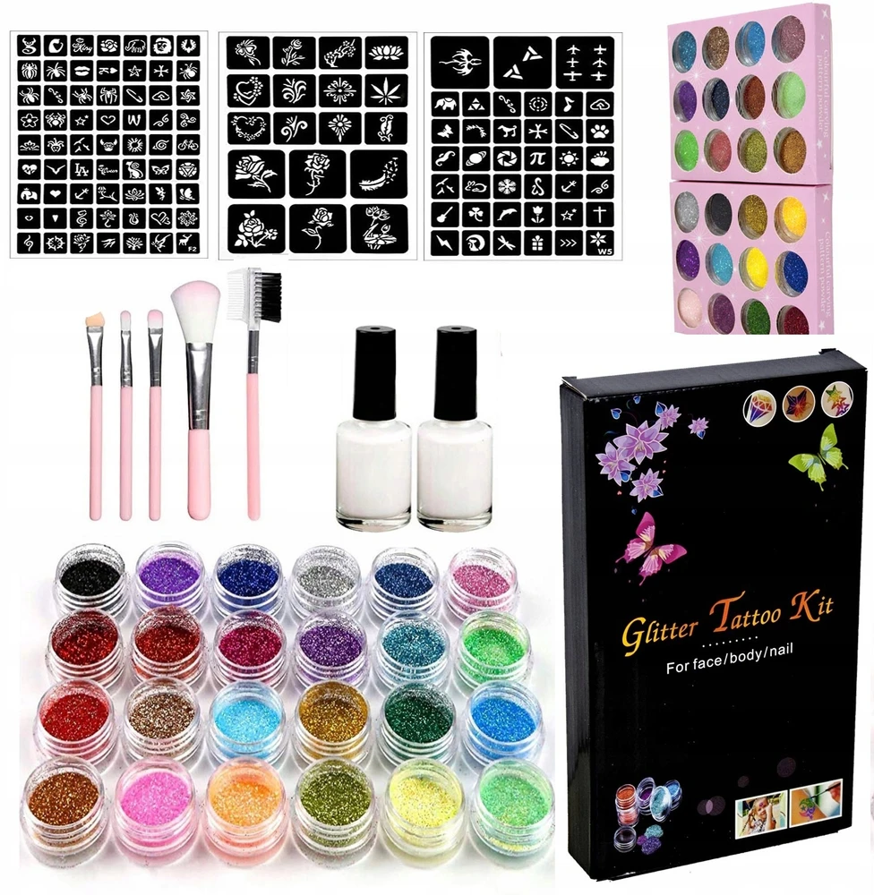 MTA PLAUNAMO GLITTER TATTUOS STUDIO DIDELIS RINKINYS ĮVAIRUS TATUiruočių dizainas