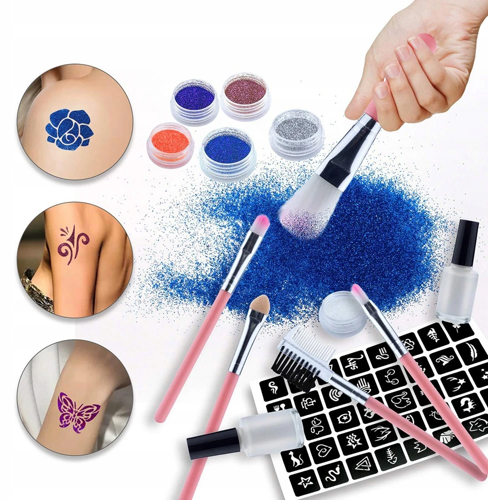 MTA PLAUNAMO GLITTER TATTUOS STUDIO DIDELIS RINKINYS ĮVAIRUS TATUiruočių dizainas