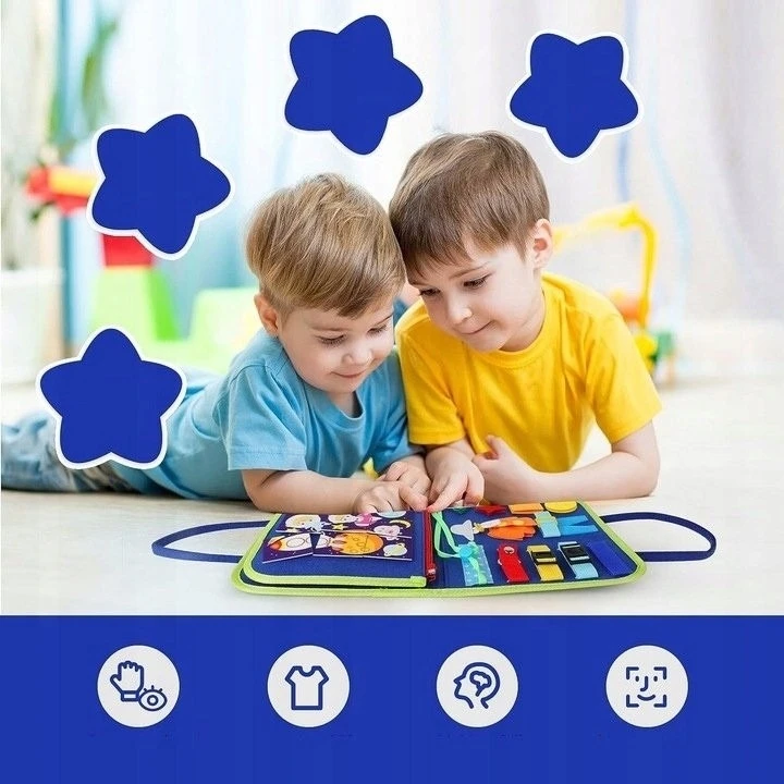 MTA SENSORY BOARD Montessori dinozauras, 3D manipuliacinė knyga vaikams