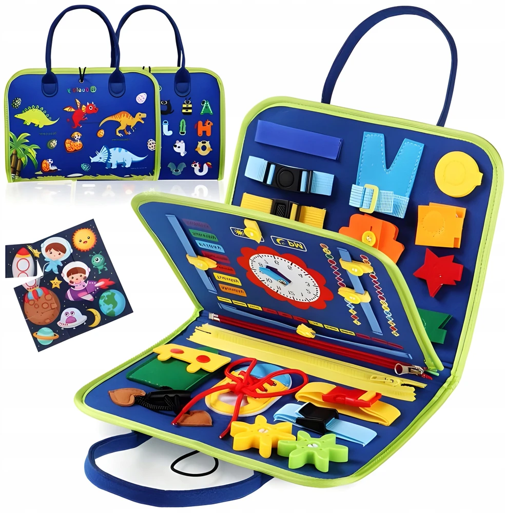 MTA SENSORY BOARD Montessori dinozauras, 3D manipuliacinė knyga vaikams