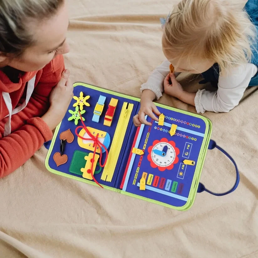 MTA SENSORY BOARD Montessori dinozauras, 3D manipuliacinė knyga vaikams