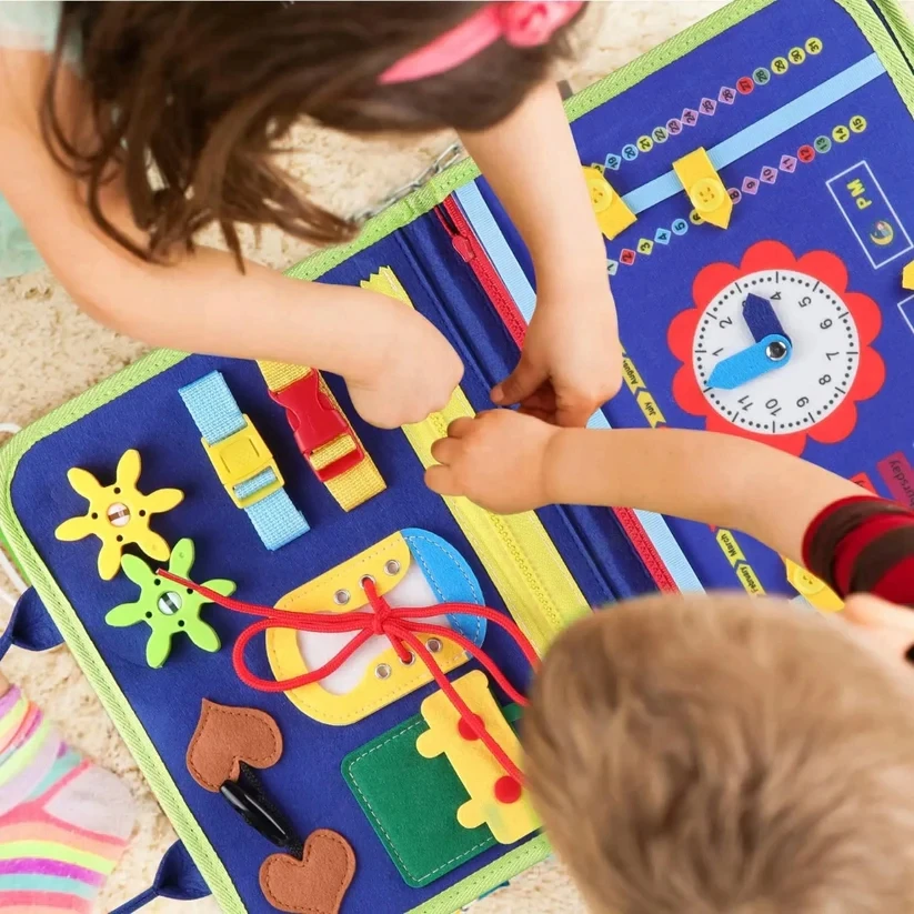 MTA SENSORY BOARD Montessori dinozauras, 3D manipuliacinė knyga vaikams