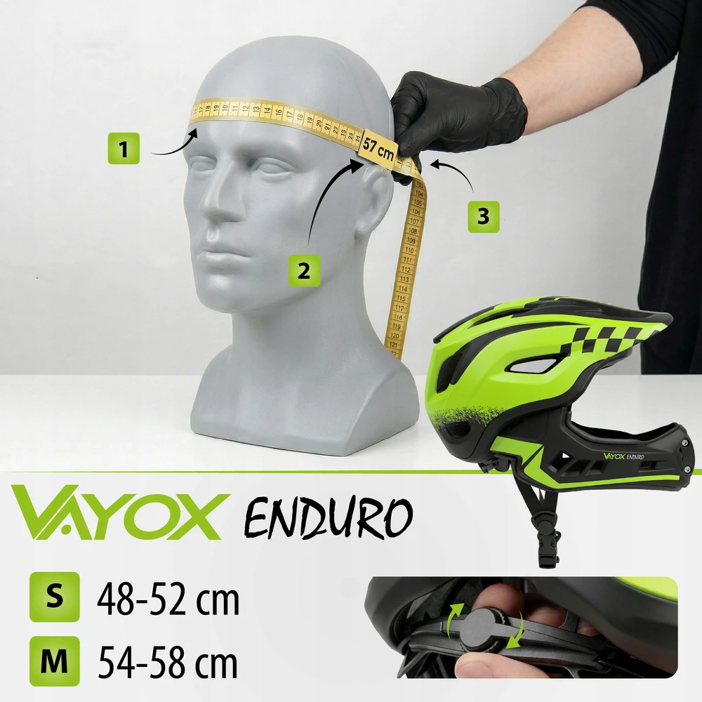 MTB DVIRAČIO ŠALMAS, REGULIUOJAMAS, VISAS, NUIMAMAS MENYS 54-58CM ENDURO VAYOX