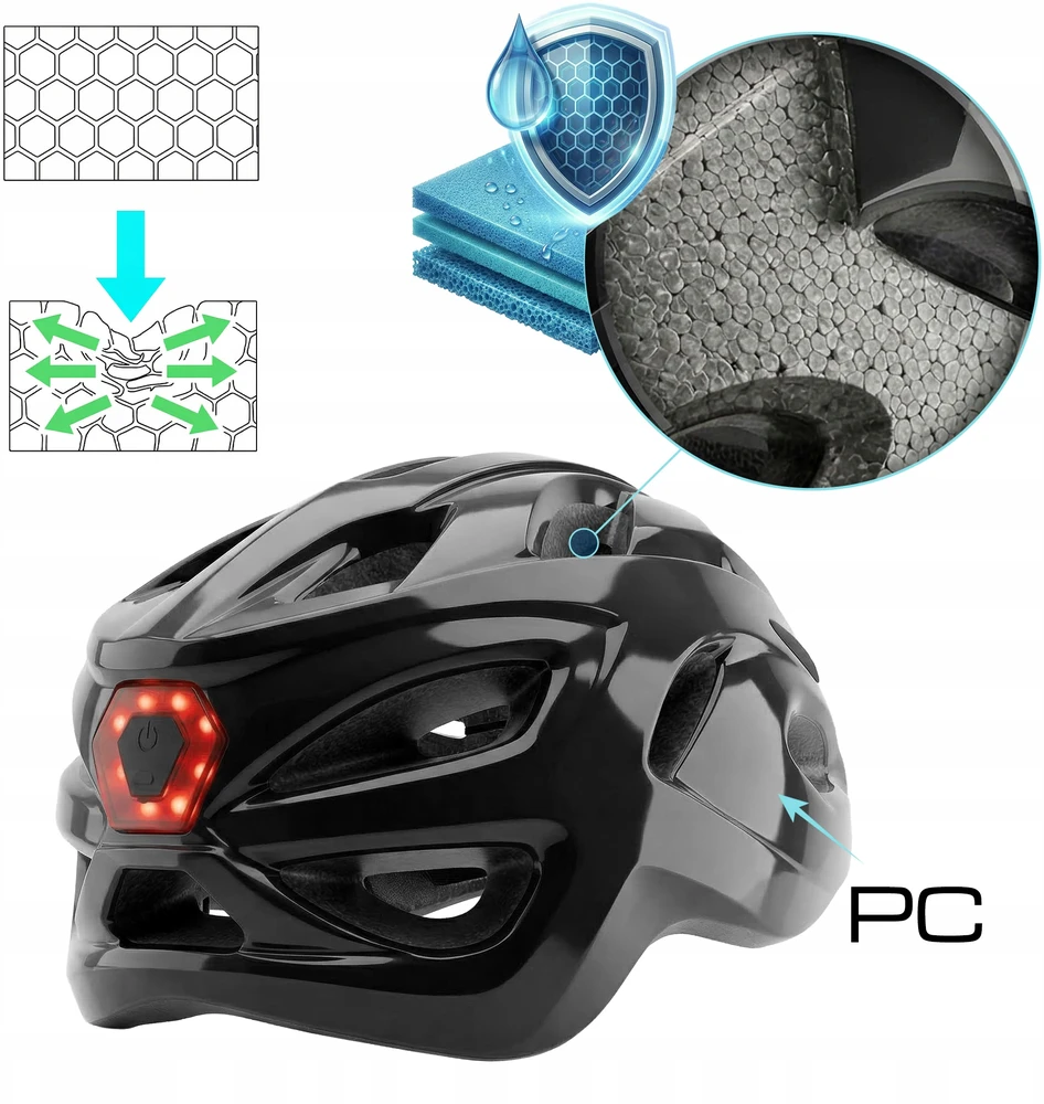 MTB LED ROAD CITY Dviračio šalmas, REGULIUOJAMAS M 55-58 VAYOX SPEED