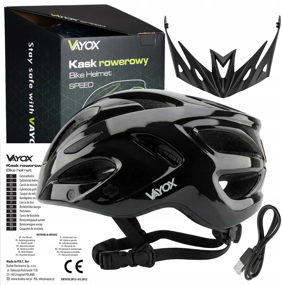 MTB LED ROAD CITY Dviračio šalmas, REGULIUOJAMAS M 55-58 VAYOX SPEED