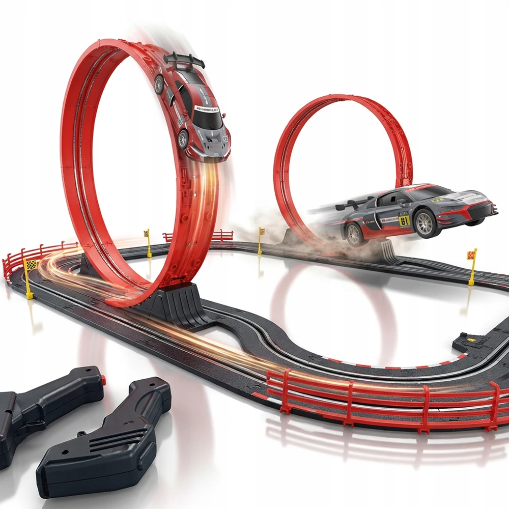 Mtoys ELEKTROS LENKTYNŲ TRAKAS 560cm 3in1 kilpos ROUTE 2 AUTOMOBILIAI LICENCUOTI AUDI R8