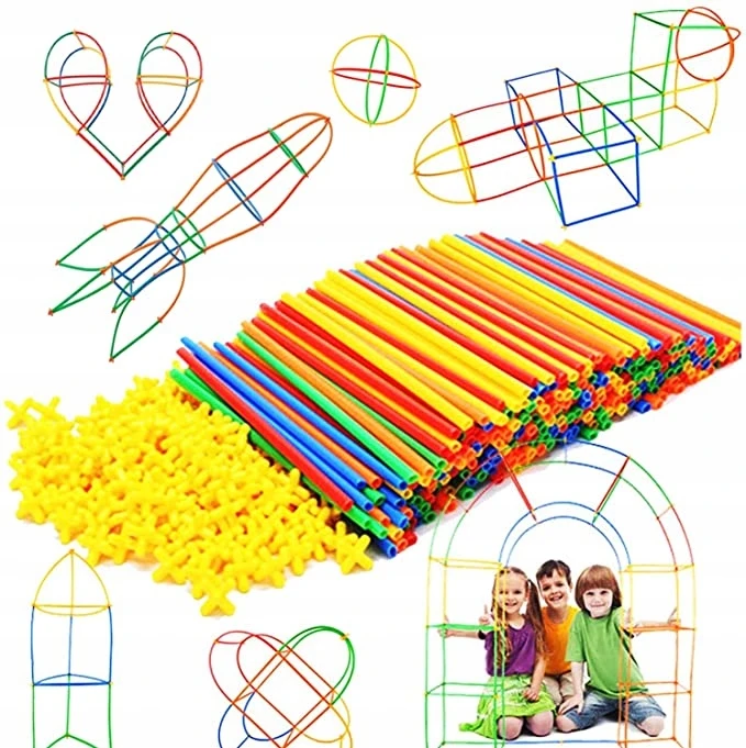 MTOYS KONSTRUKCINIŲ ŠIAUDŲ RINKINYS XXL ERDVINIAI BLOKAI KŪRYBINIAI VAMZDŽIAI 400 Vnt.