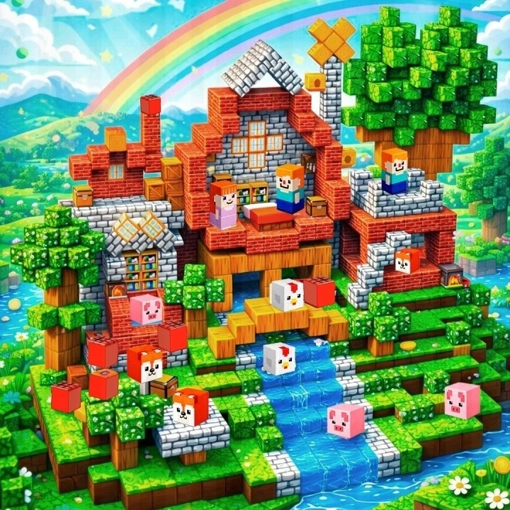 MTOYS MAGNETINIAI BLOKAI 3D PIKSELIŲ KUBAI 150 EL. FIGURĖLIŲ DOVANŲ DĖŽUTĖ