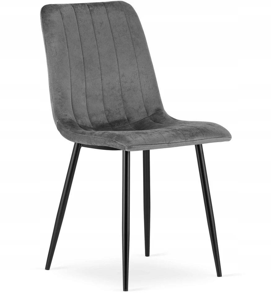 MUFART Krzesło Tapicerowane Welur Velvet do Salonu Kuchni Jadalni Szare Simple