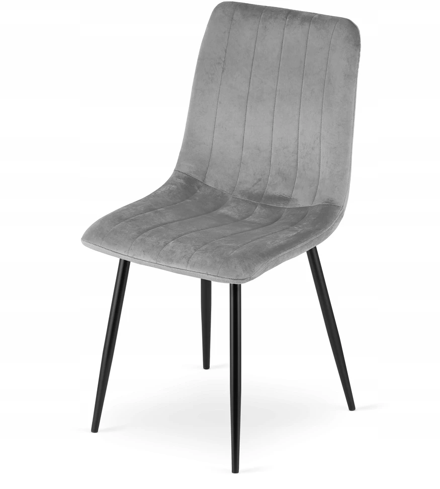 MUFART Krzesło Tapicerowane Welurowe Velvet do Salonu Kuchni Jadalni Szare Simple
