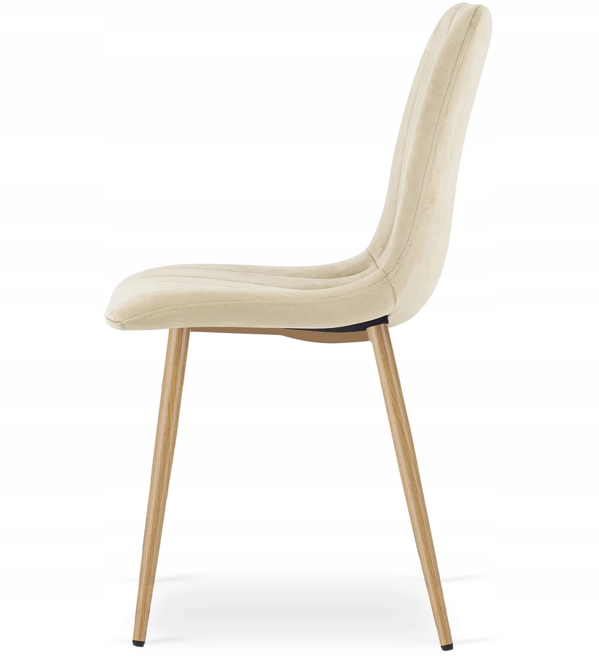 MUFART Minkšta veliūrinė kėdė svetainė virtuvei Valgomasis rusvai gelsvas Simple 4 vnt