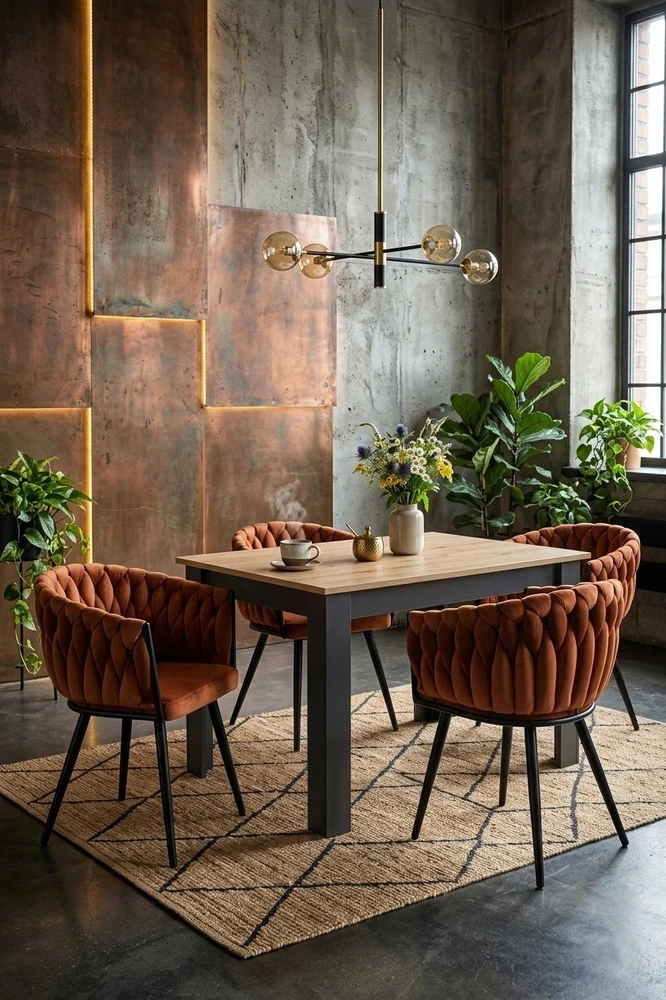 MUFART MODERNĖ Minkšta aksominė kėdė svetainei valgomajam SPIGA Copper