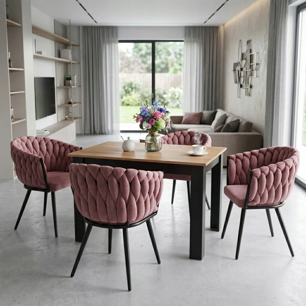 MUFART MODERNĖ minkšta aksominė kėdė svetainei SPIGA - rožinė