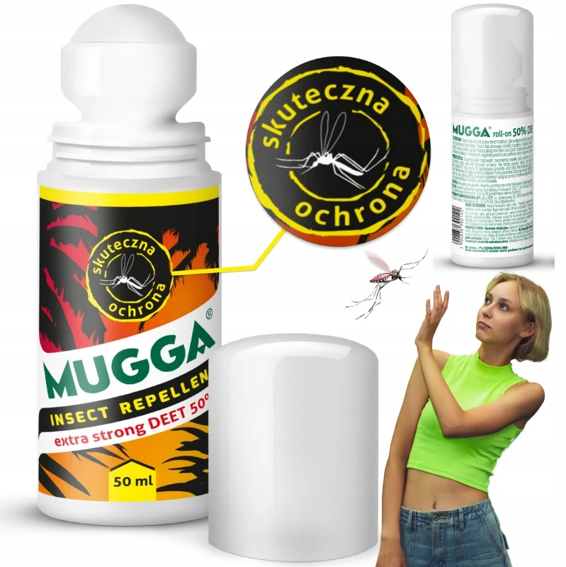 Preparat „Mugga“ rutulinis valiklis su 50 % apsauga nuo vabzdžių, 50 ml