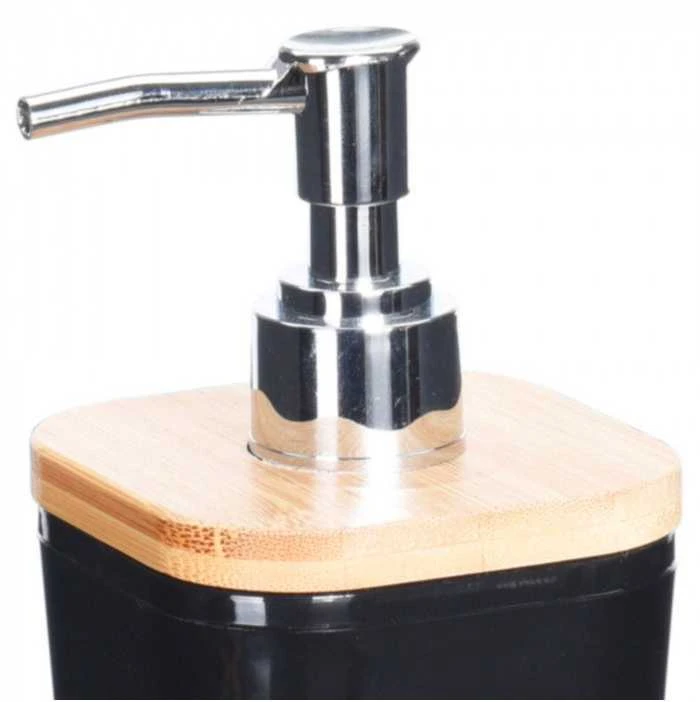 Orion Muilo dozatorius BATHROOM SOLUTIONS, su bambuko imitacija, juodos sp., 7,3 x 7,3 x 17,5 cm