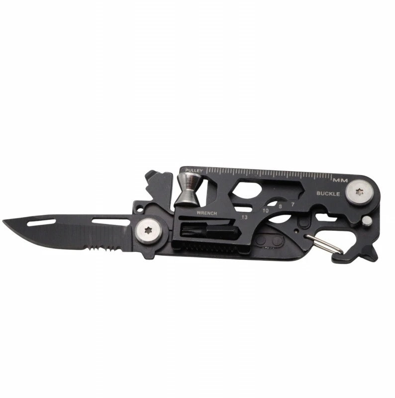 MULTITOOL KNIFE 25in1 DAUGIAFUNKCINĖ ĮRANKIŲ KIŠENĖ RAKTŲ PAKAIKLIŲ KORTELĖ
