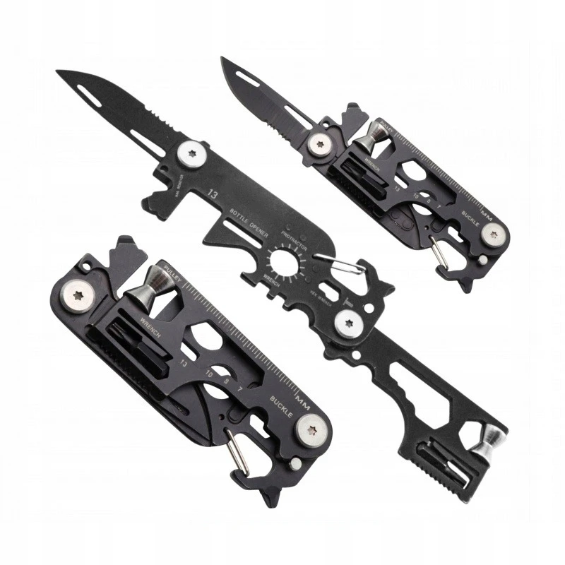 MULTITOOL KNIFE 25in1 DAUGIAFUNKCINĖ ĮRANKIŲ KIŠENĖ RAKTŲ PAKAIKLIŲ KORTELĖ