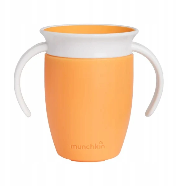 Munchkin Miracle 360° treniruočių puodelis su rankenėlėmis, oranžinis, 207 ml