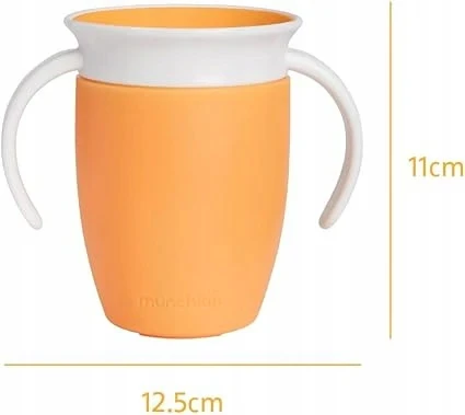 Munchkin Miracle 360° treniruočių puodelis su rankenėlėmis, oranžinis, 207 ml