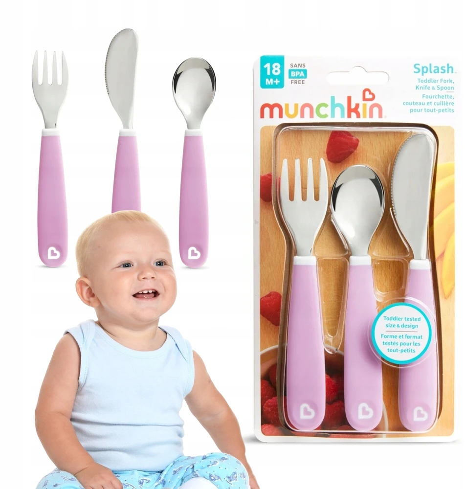MUNCHKIN valgymo įrankių rinkinys, Splash, violetinis, 3 vnt, 9025402