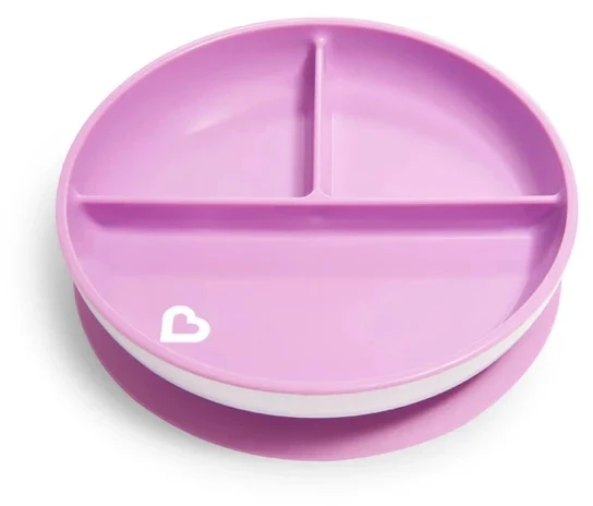 MUNCHKIN PLOKŠTĖ SU SIURBUČIUKU, PURPURA, NESKLYDAMA, VAIKAMS