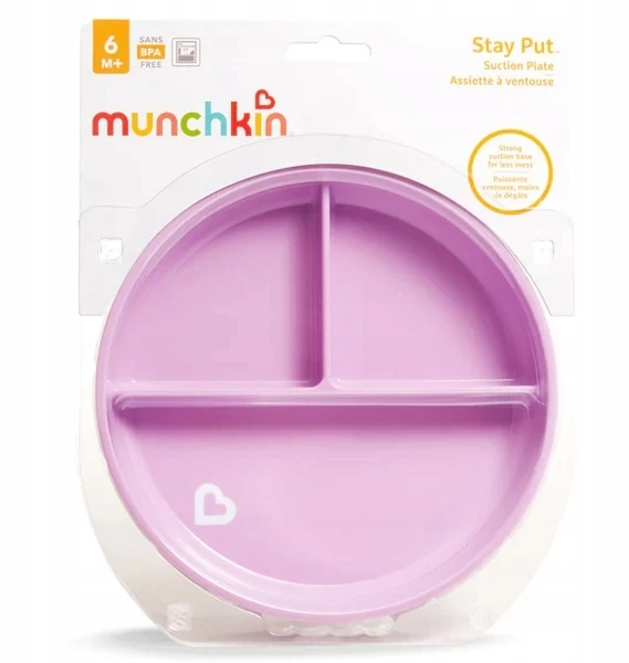 MUNCHKIN PLOKŠTĖ SU SIURBUČIUKU, PURPURA, NESKLYDAMA, VAIKAMS