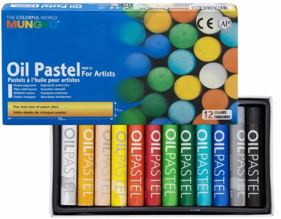 Mungyo - Mungyo aliejiniai pasteliai 12 vnt. rinkinys