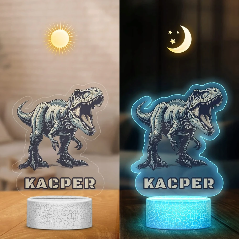 Murrano Lampka Nocna 3D LED Dinozaur T-Rex Prezent dla Chłopca Dzieci na Urodziny