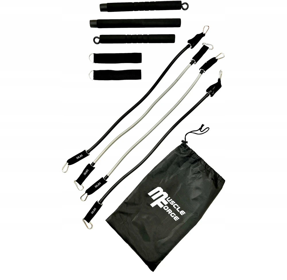MuscleForge® prisitraukimo strypas su pasipriešinimo juostomis