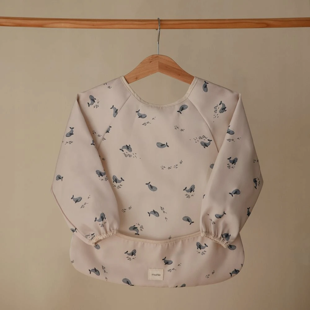 Mushie Bib su ilgomis rankovėmis prijuostė – WHALES