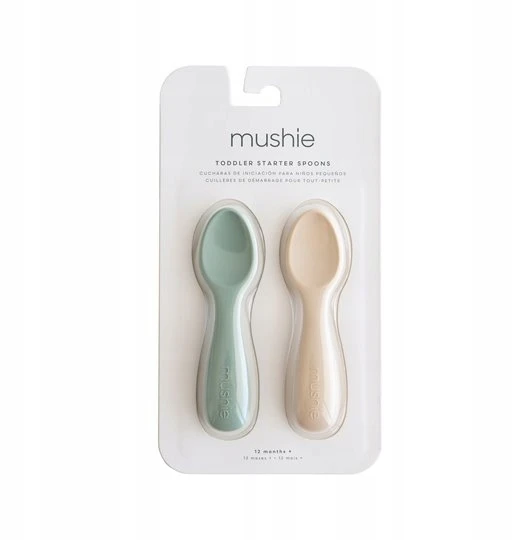„Mushie“ savaiminio valgymo šaukštai, 2 pak. Cambridge Mėlyna / Sand