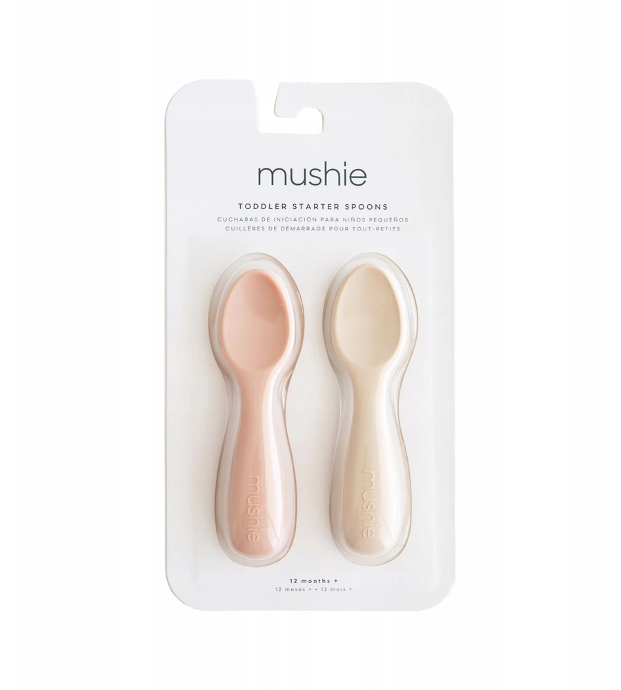 Mushie Self-Eating Spoons 2 pakuočių skaistalai / Shifting Sand