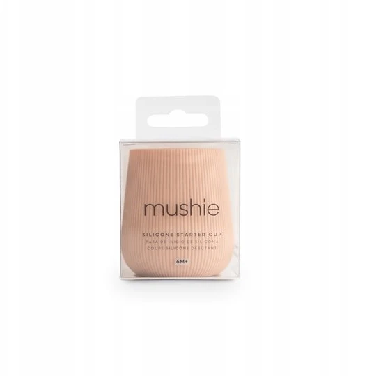 Mushie silikoninis pirmasis puodelis Blush, rausvas
