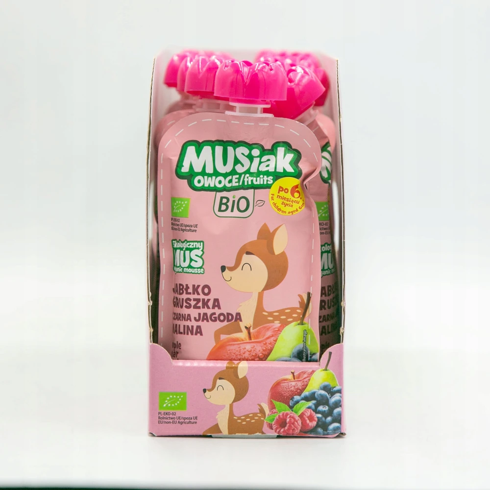 Musiak BIO putėsių rinkinys 13 x 120 g obuolių kriaušių juodųjų uogų aviečių