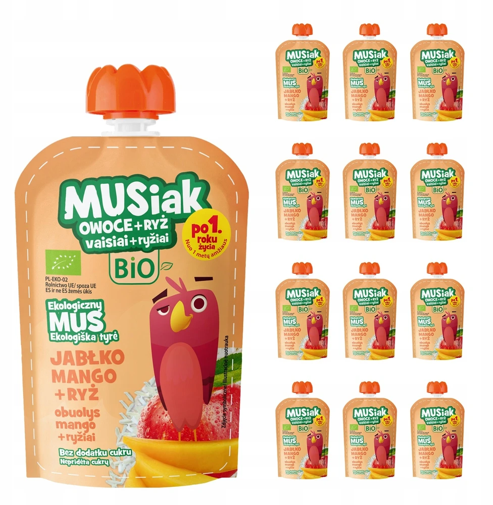 Musiak RINKINYS Obuolių-mango-ryžių putėsiai 13x 100g