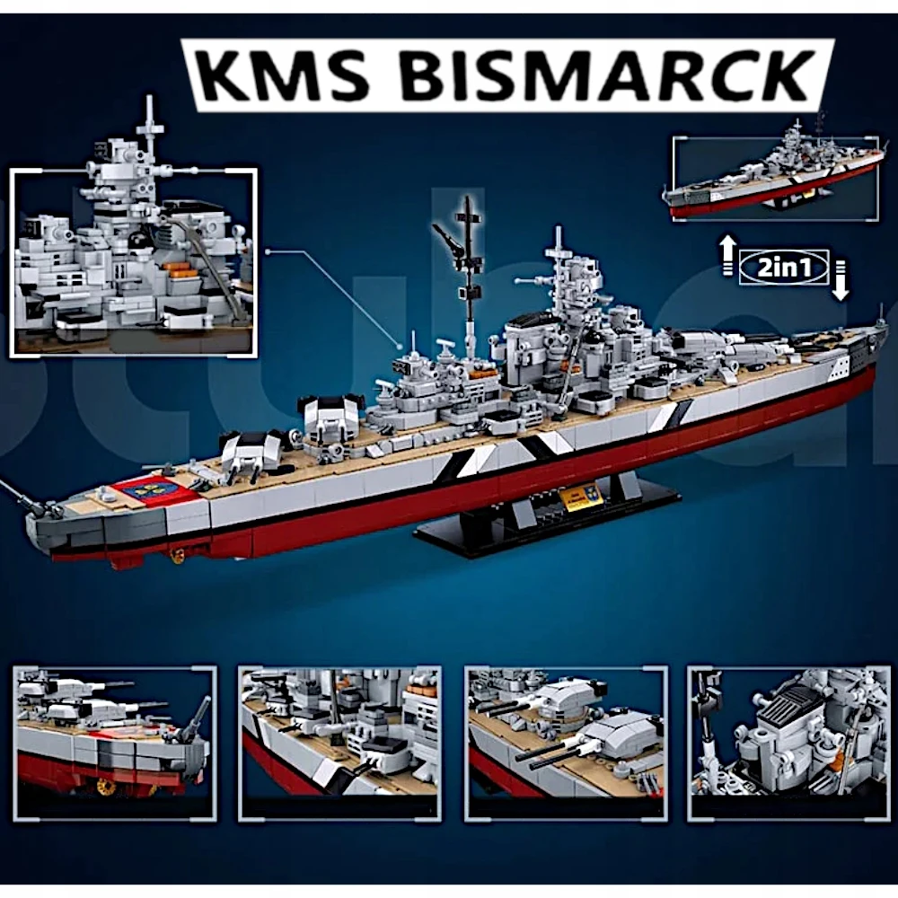 Mūšio laivas BISMARCK 1849 EL 75.2 CM 1:350 LAIVŲ BLOKAI 2in1 SLUBAN M38-B1102